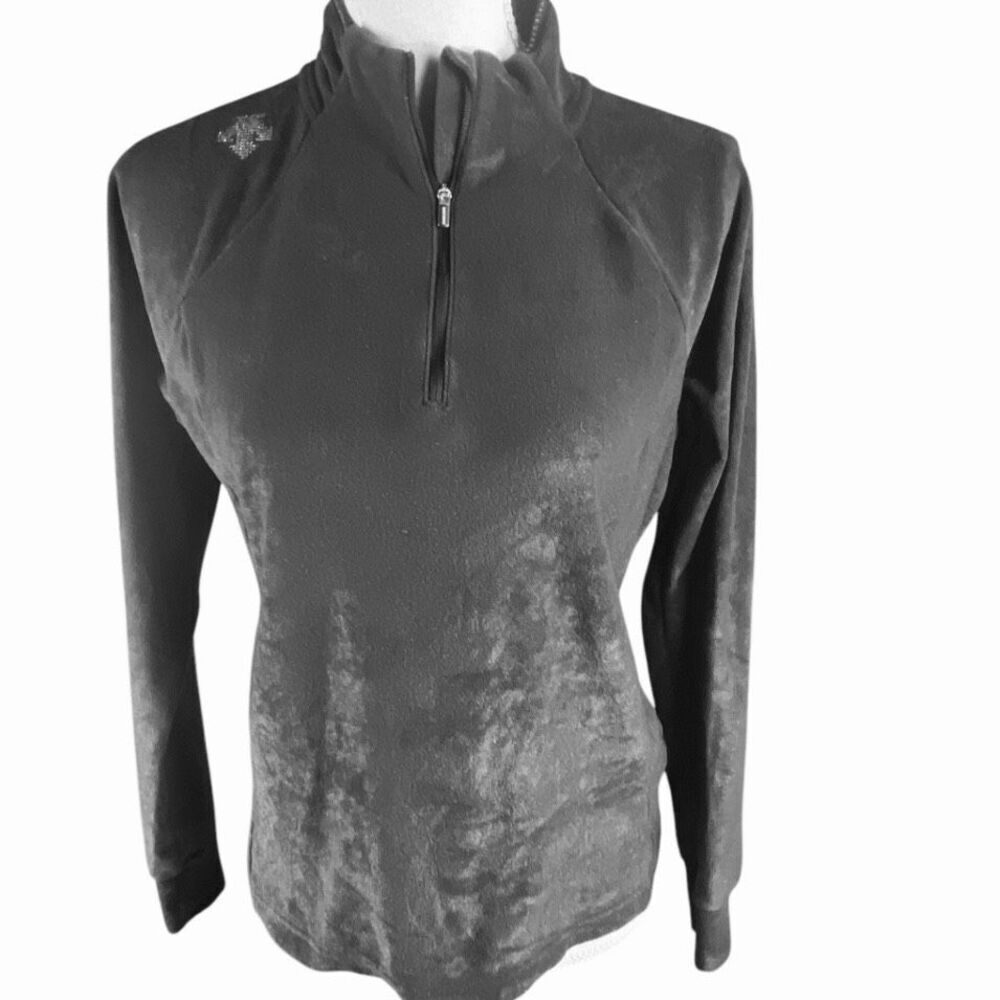 Descente Womens Black Quarter-Zip Pullover Fleece Jacket Size 8